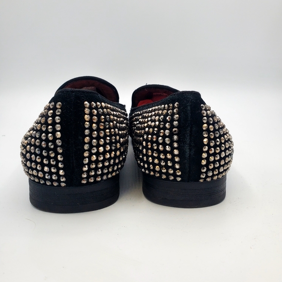 Steve Madden Men Formal Caviar  Loafers Black Lether Silver Beads Size 7 - Picture 2 of 7